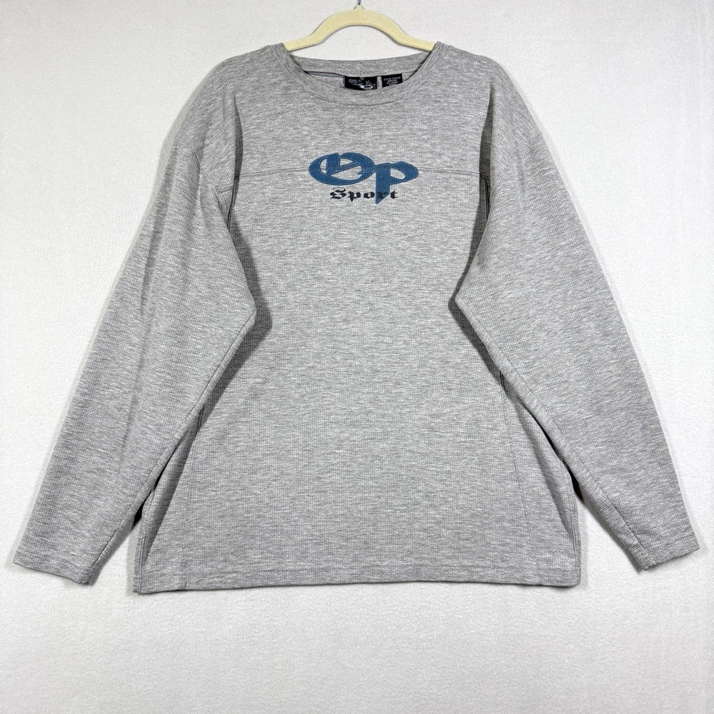 Vintage OP Ocean Pacific Shirt Mens XL Y2K Graphic Textured Knit Tee Long Sleeve